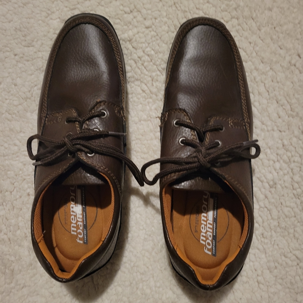 MENS STREET CARS MEMORY FOAM LEATHER OXFORDS BROWN SIZE 12 - Picture 1 of 10